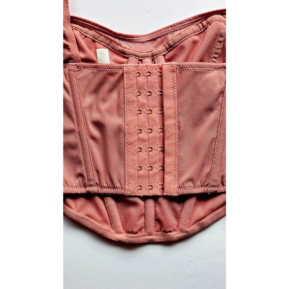 Anthropologie Mesh Corset Top, Hook and Eye Closures  Pink Sz M. New - Picture 11 of 11